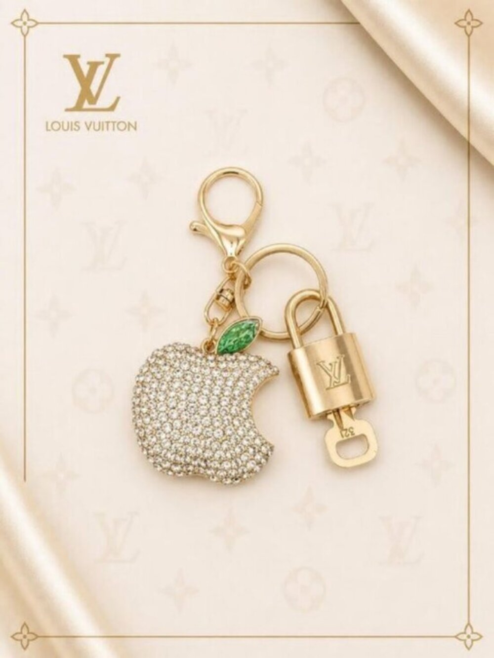 Louis Vuitton Authentic Gold Lock 🔒 Unbranded Apple Keychain Charm for Bags